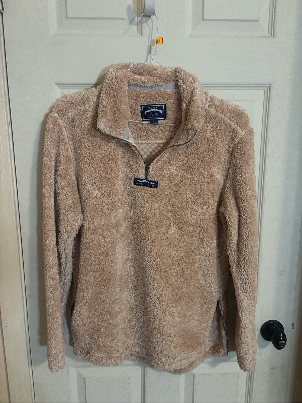 Lauren James Plush Half-Zip Sherpa in Tan